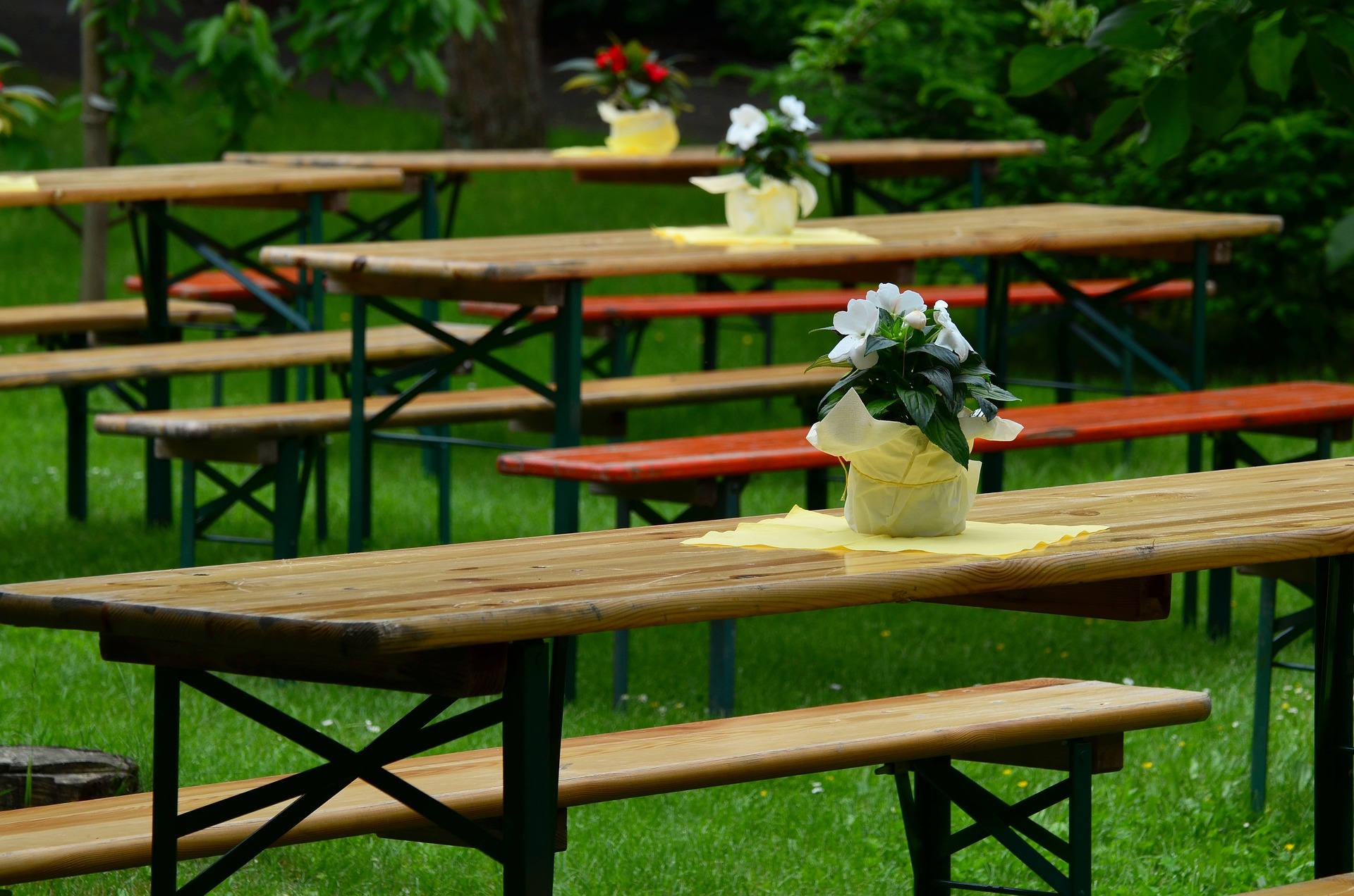 Bancs en bois pour réception