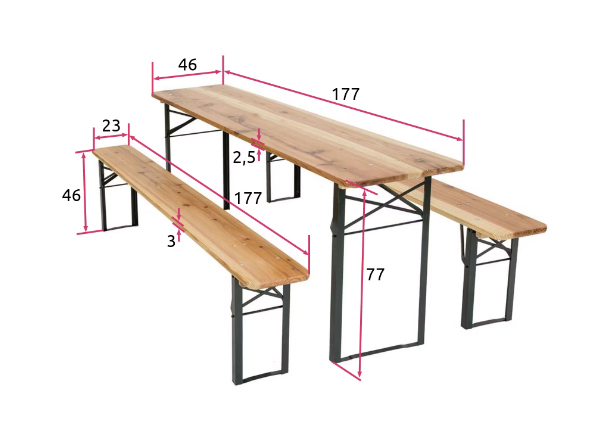 Tables et bancs en bois pour 6 personnes