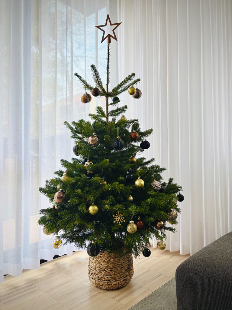 Sapin de Noël avec boules noires